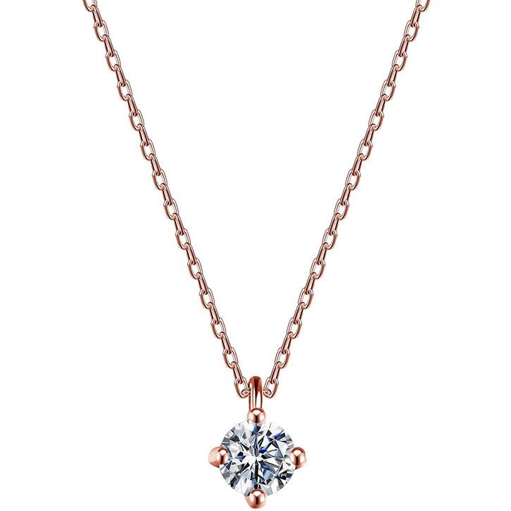ネックレス レディース ネックレス ペンダント 一粒 CZダイヤモンド 金属アレルギー対応 925 シルバー ファッション ジュエリー 女性のプレゼント ボックス付き (ローズゴールド) FZ-FZ0