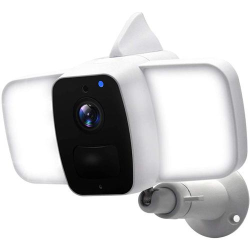 投光照明セキュリティカメラ屋外、Viewzone 1080PワイヤレスIPカメラ、充電式バッテリー駆動Wi Fiカメラ、PIRヒューマンモーション検出、ナイトビジョン、32G sdカード付き（Tuya