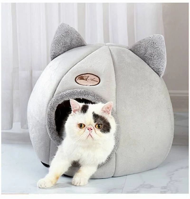 猫 ベッド ペットベッド ドーム型 モチーフ 猫ベッド 犬 ベッド 小型犬 冬 ベッド ペットハウス ふわふわ 暖かい あったかい ペットベッド 丸洗い PP綿 高弾力 可愛い 犬 猫 クッション 猫
