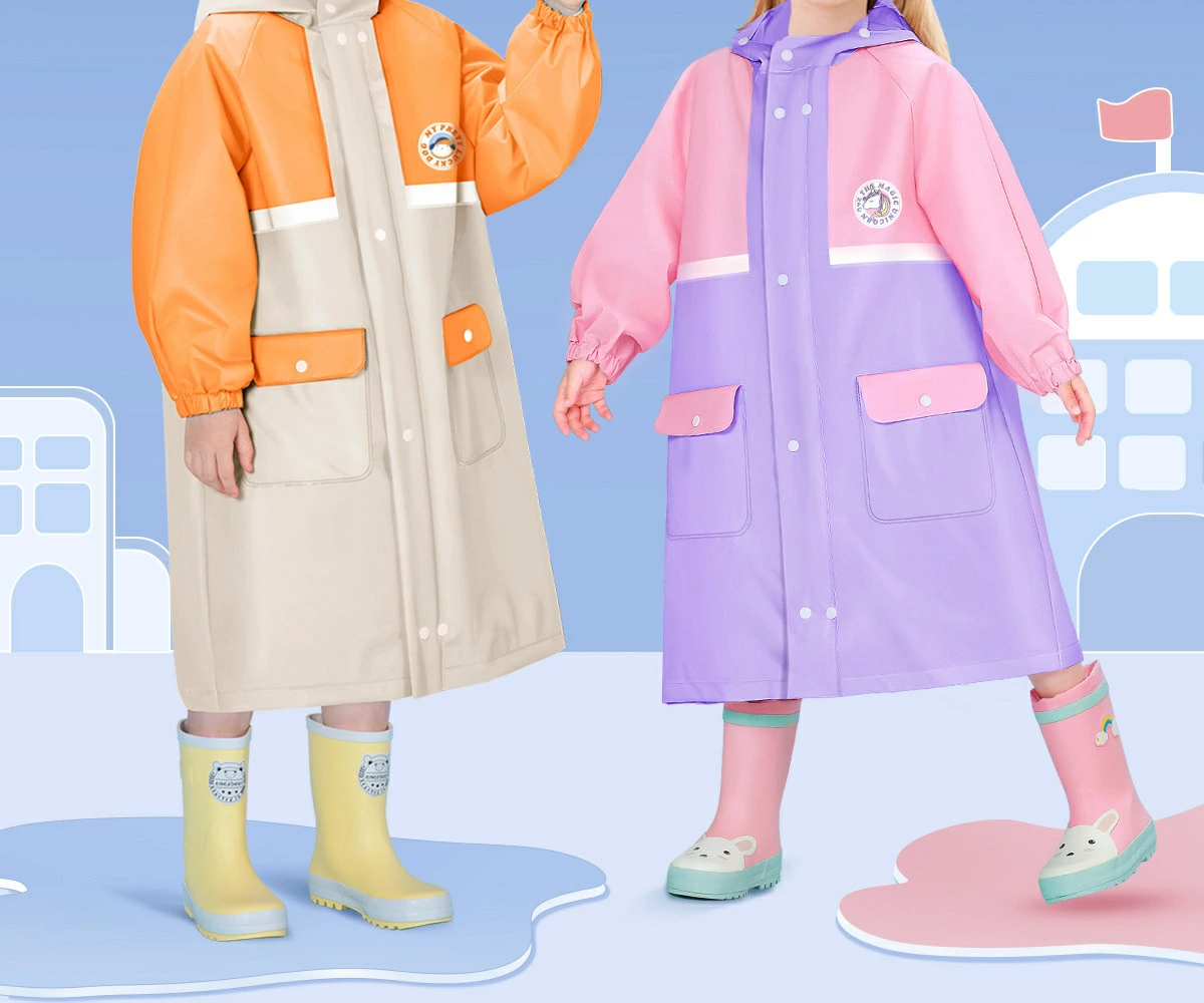 送料無料 レインコート キッズ ランドセル対応 防水 撥水 子供 入園入学 女の子 男の子 かわいい おしゃれ ランドセル 雨具 幼稚園 小学生 収納バッグ付 カッパ 反射テープ ファスナー ジッパー