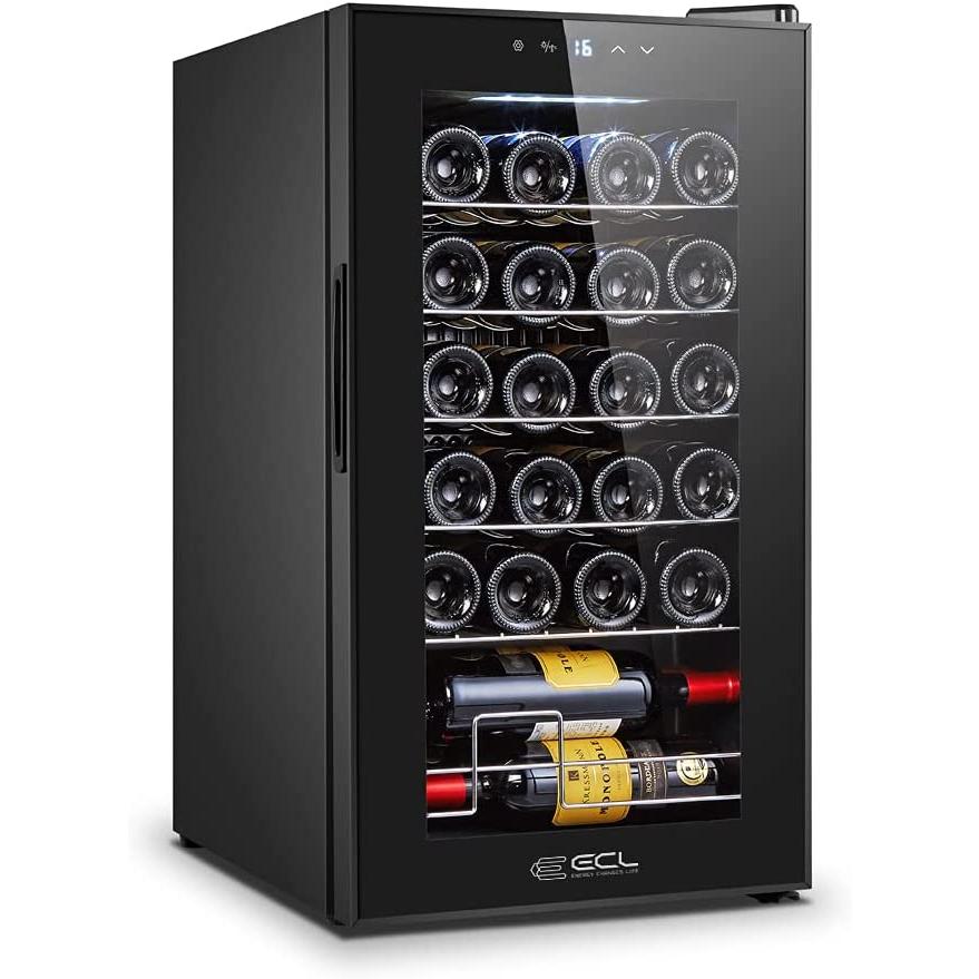 ECL ワインセラー 24本収納 63L 5℃~18℃ コンプレッサー式 ワインクーラー 省エネ 小型 家庭?勤務用 大容量 LEDライト/自動ロック機能／メモリ機能搭載 紫外線UVカット 1年品質保