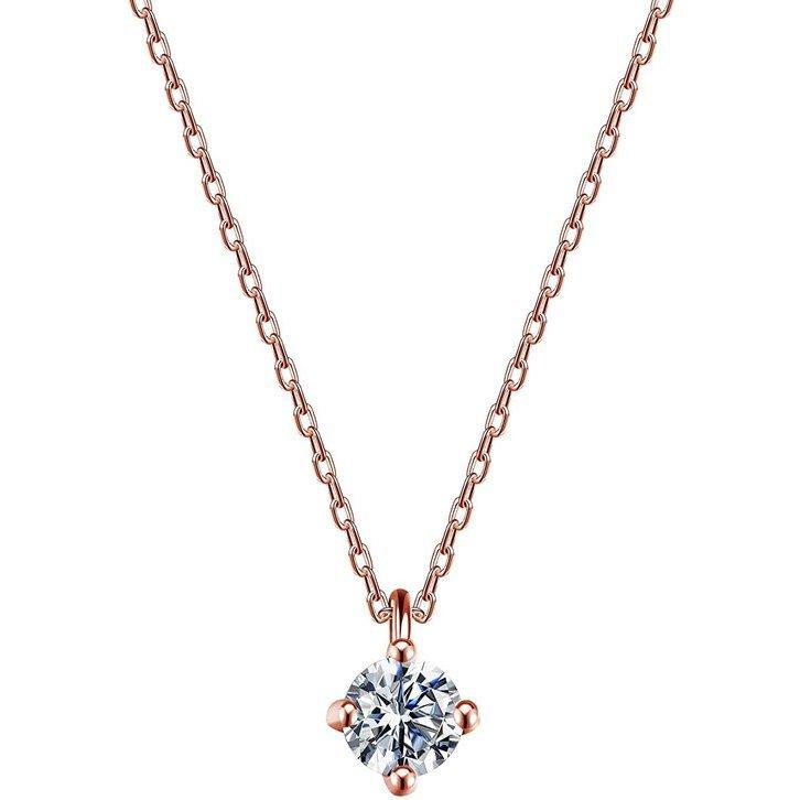 ネックレス レディース ネックレス ペンダント 一粒 CZダイヤモンド 金属アレルギー対応 925 シルバー ファッション ジュエリー 女性のプレゼント ボックス付き (ローズゴールド) FZ-FZ0