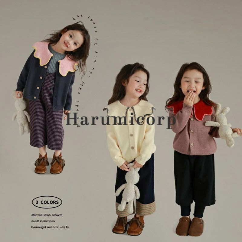 カーディガン キッズ 子供服 女の子 ニット セーター ベビー服 配色 無地アウター コート 春秋冬 韓国子ども服 トップス 長袖 ジュニア 上着 おしゃれ 可愛い 入学 入園 幼稚園 小学生 誕生日