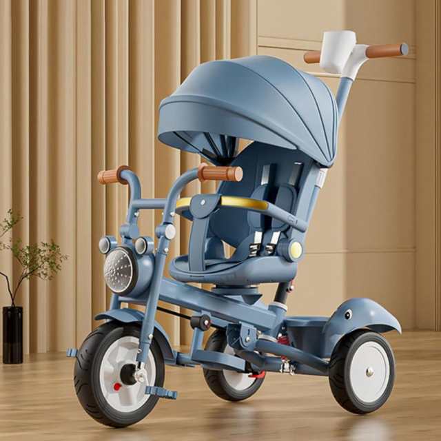 子供用三輪車 乗用玩具?三輪車 三輪車 折りたたみ キッズバイク 手押し棒付き 日よけ付 1歳から5歳までの赤ちゃんへのギフト 簡単な取り